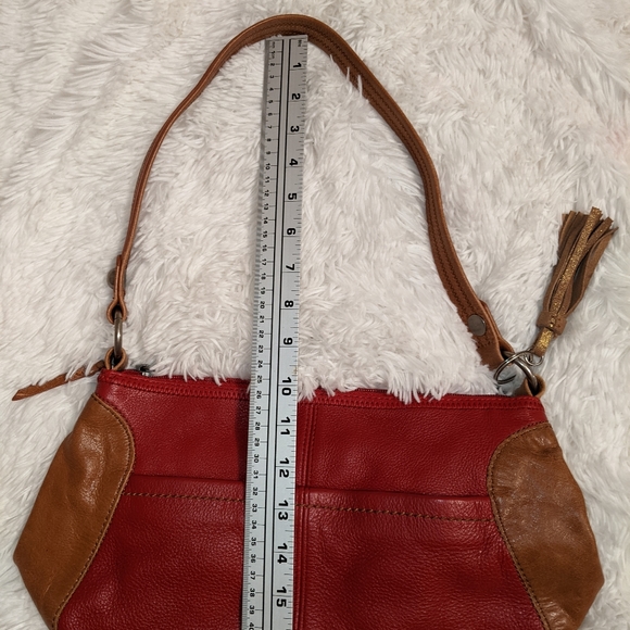 The Sak Y2K Red and Tan Leather Shoulder Bag - Picture 4 of 9